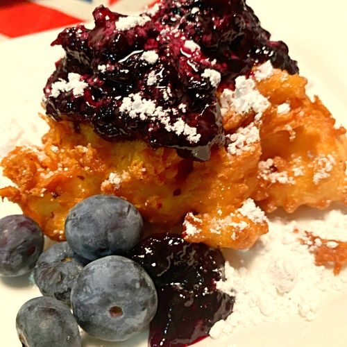 Boardwalk Funnel Cakes with Blueberry Compote