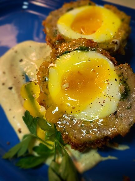 Air Fried Scotch Eggs with Runny Yolks